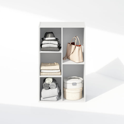 Furinno Reed 5-cube closet organizer white, open cubes for easy access