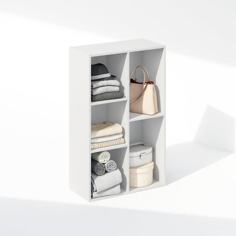 Furinno Reed 5-cube closet organizer white side view, open cube storage