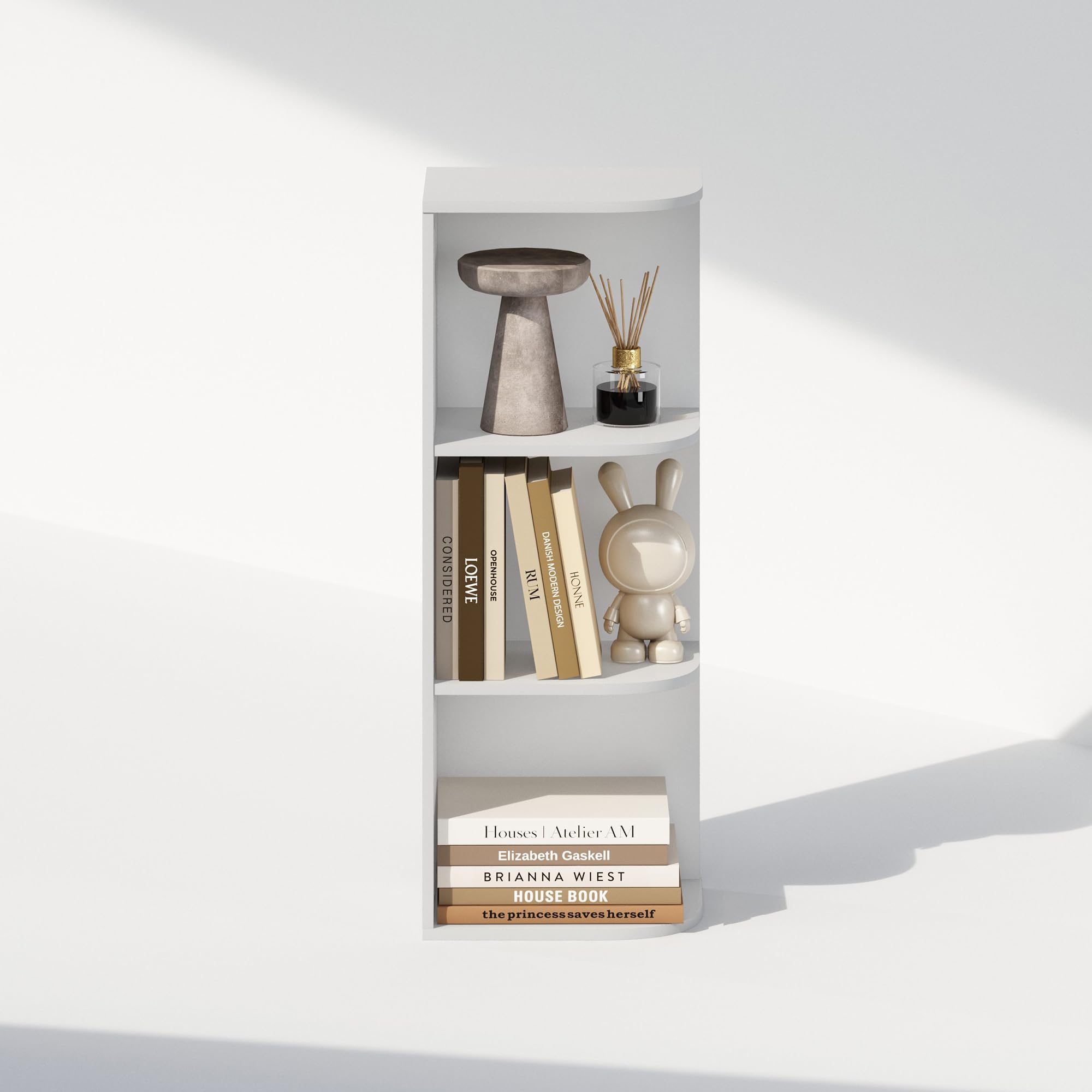 Furinno Reed compact footprint dimensions 9.3D x 12W x 31.5H inches.