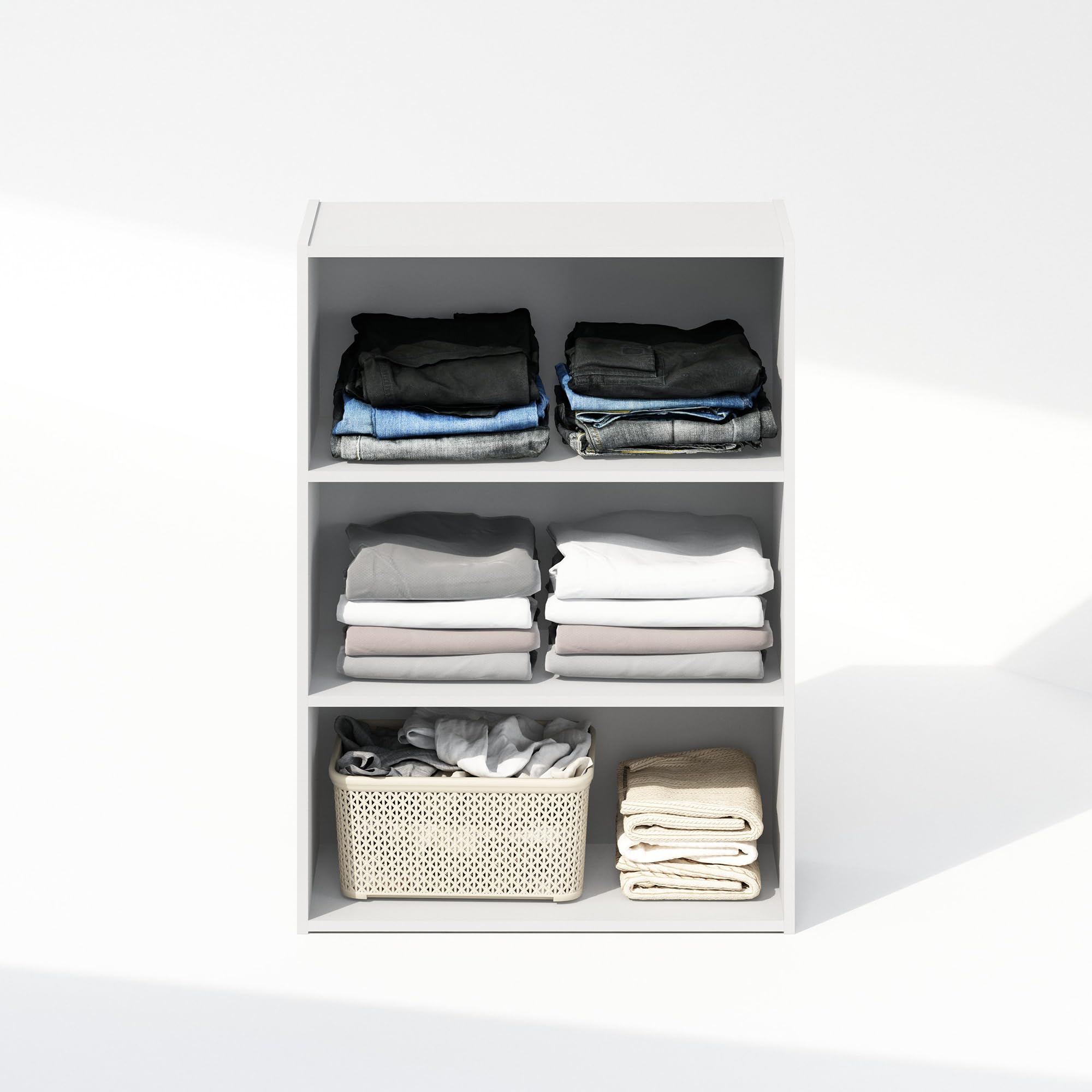 Durable engineered wood construction supports daily closet use.