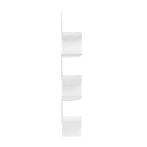 White open shelves ideal for photos, plant accents, and keepsakes.