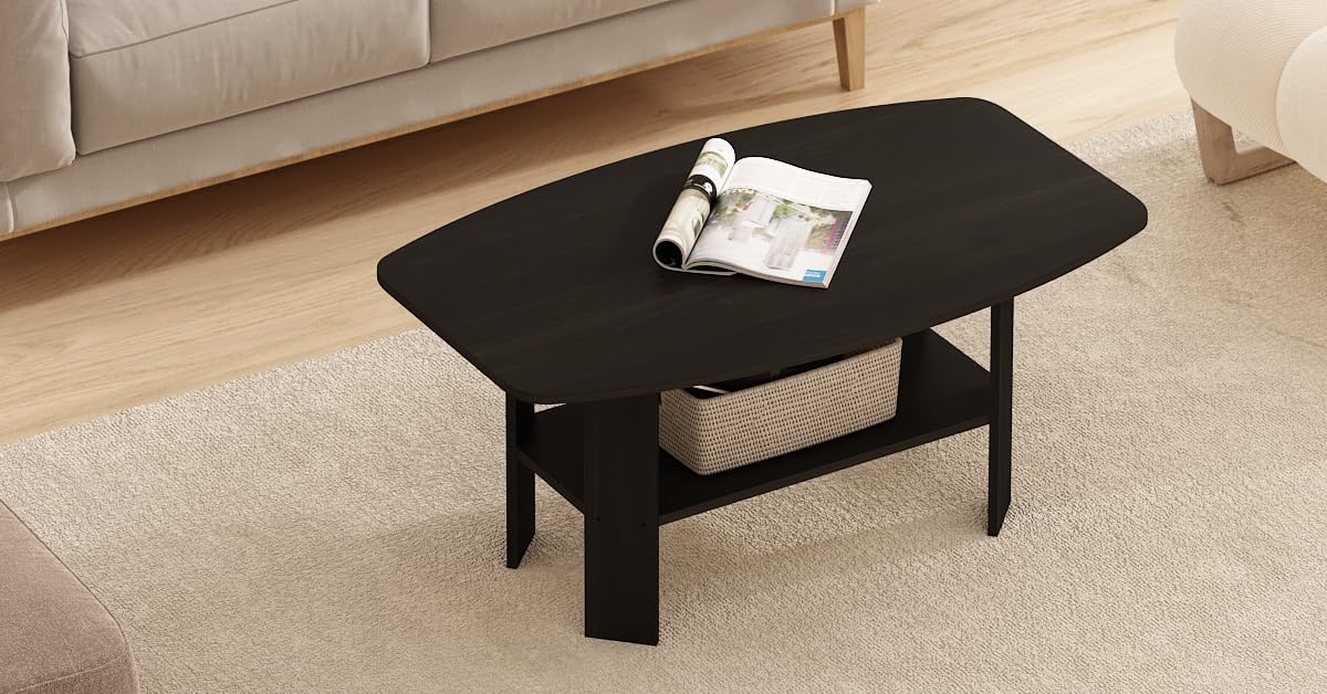 Furinno Espresso coffee table dimensions shown for room planning