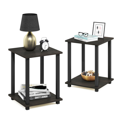 Furinno Simplistic end table set of 2 pair offers compact, space-saving living room surfaces.