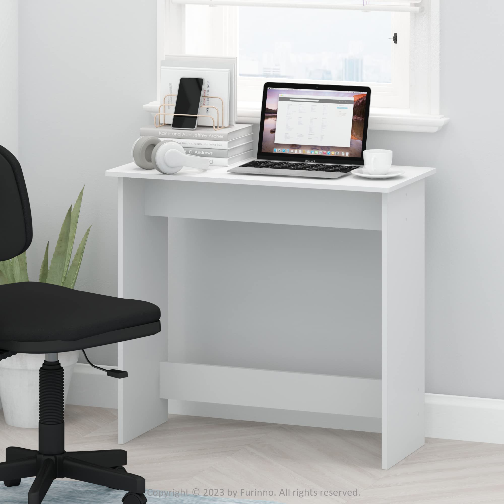 Furinno Simplistic Study Table white knee-space detail ideal for comfortable seating