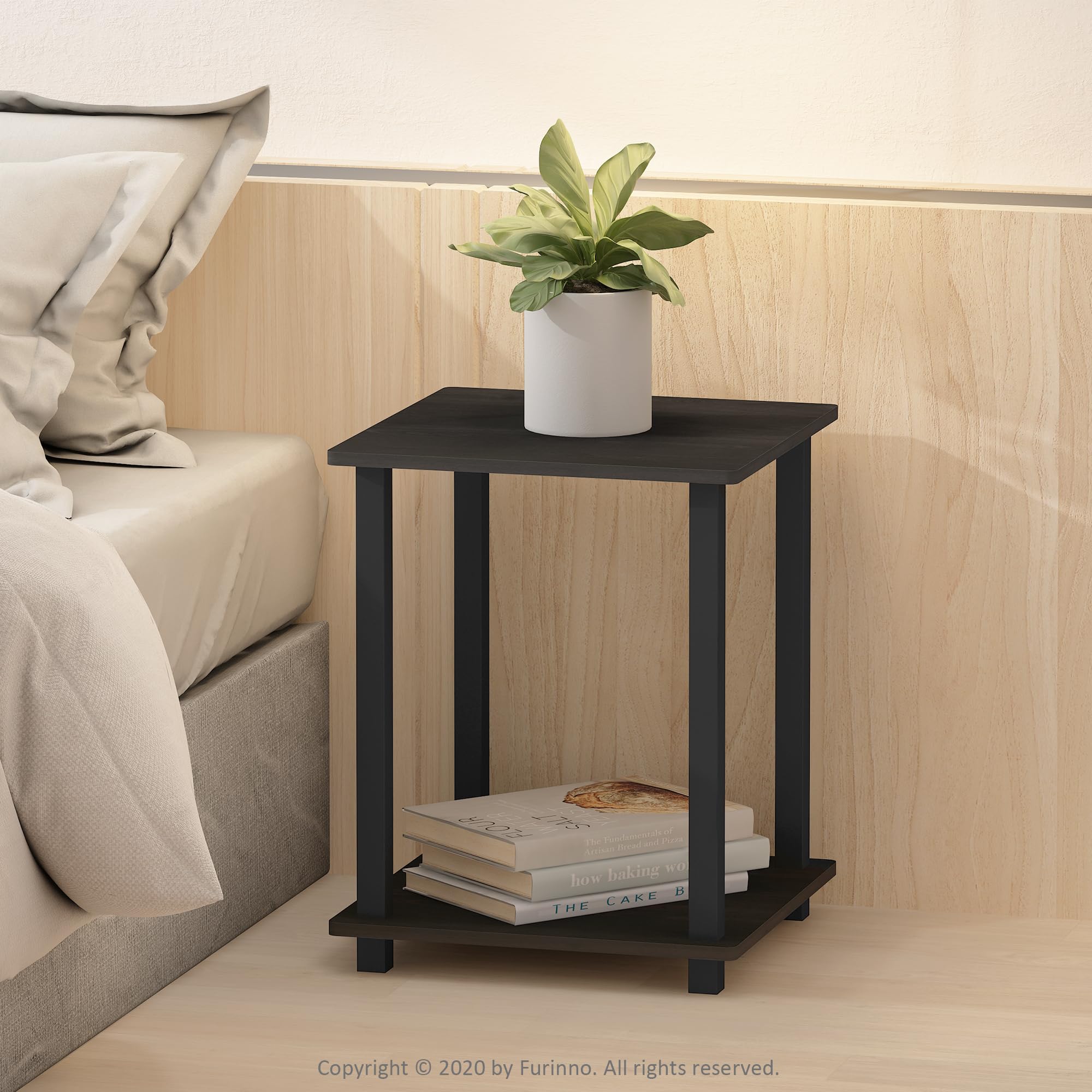Furinno Toolless assembly image demonstrates quick setup with no tools required.