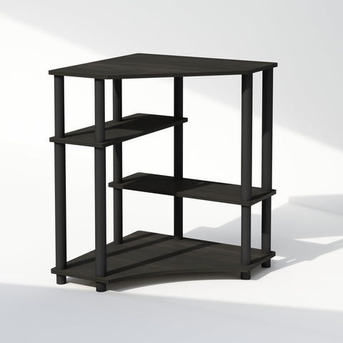 Furinno Turn-N-Tube 4-tier corner shelf bottom tier provides sturdy storage for daily items.
