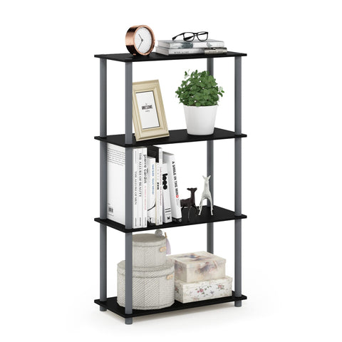 Furinno TURN-N-TUBE 4-tier shelf front view for compact storage.