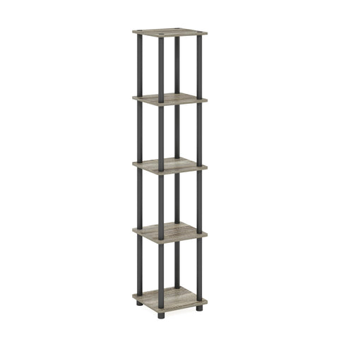 Furinno Turn-N-Tube 5-Tier Corner Shelf tool-free assembly with twist joints.