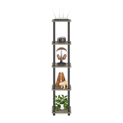 Furinno Turn-N-Tube 5-Tier Corner Shelf durable materials and sturdy construction.