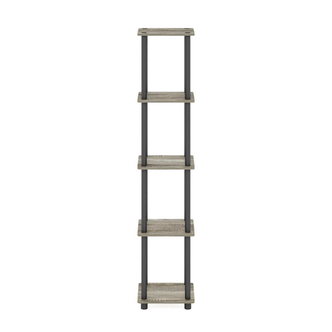 Furinno Turn-N-Tube 5-Tier Corner Shelf displaying plants and decor.