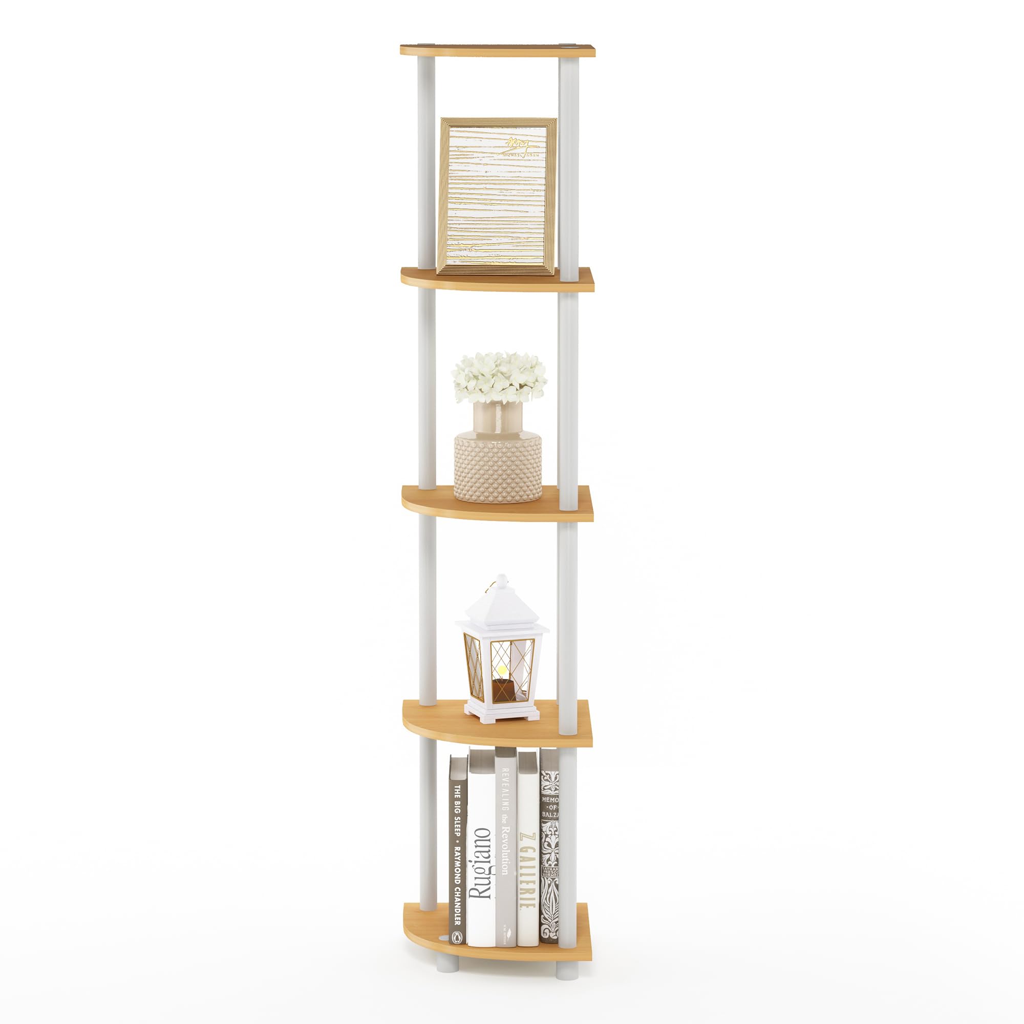 Furinno Turn-N-Tube beech finish complements modern living room decor.