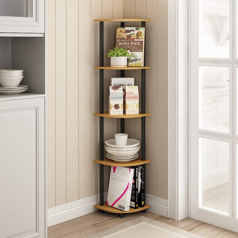 Furinno TURN-N-TUBE book display corner unit maximizes vertical space for books