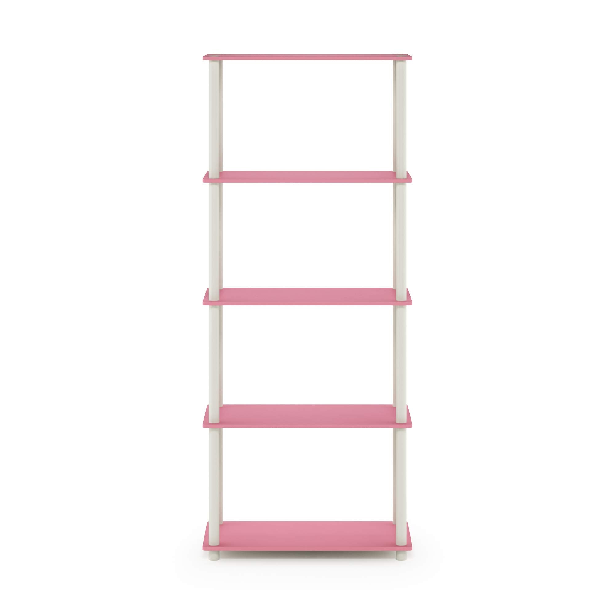 Furinno Turn-N-Tube shelf displaying books and decorative items.