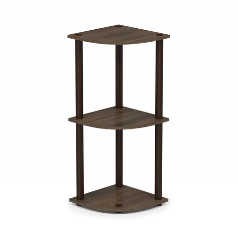 Furinno TURN-N-TUBE corner shelf with a 3-tier display for books and decor