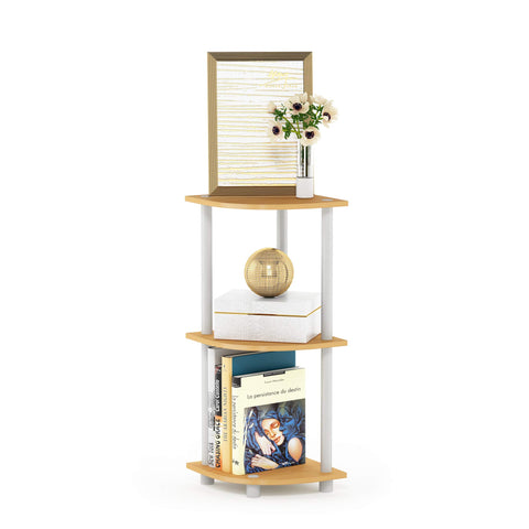 Furinno Turn-n-Tube corner shelf 3-tier open display for decor and books
