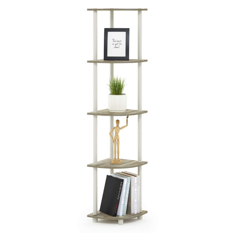 Furinno Turn-N-Tube corner shelf during easy assembly for quick setup.