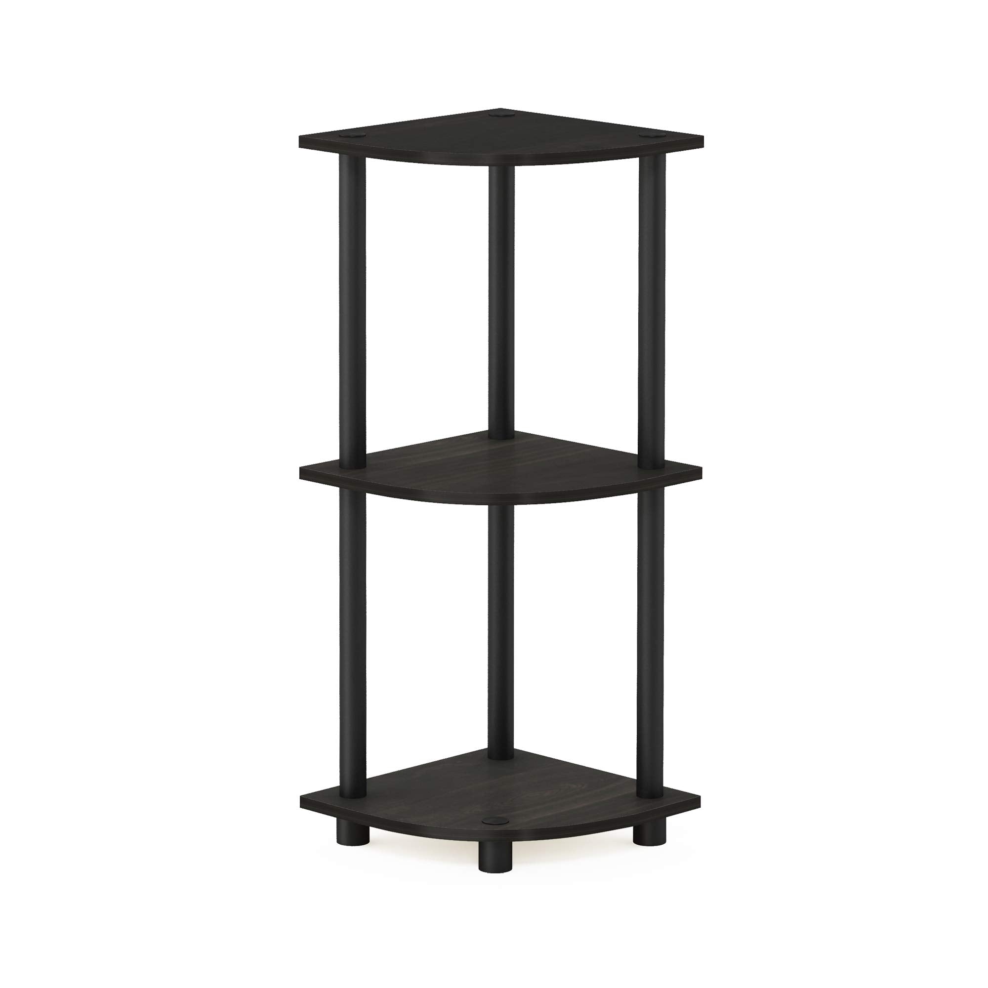 Furinno Turn-N-Tube corner shelf no-tools assembly is quick