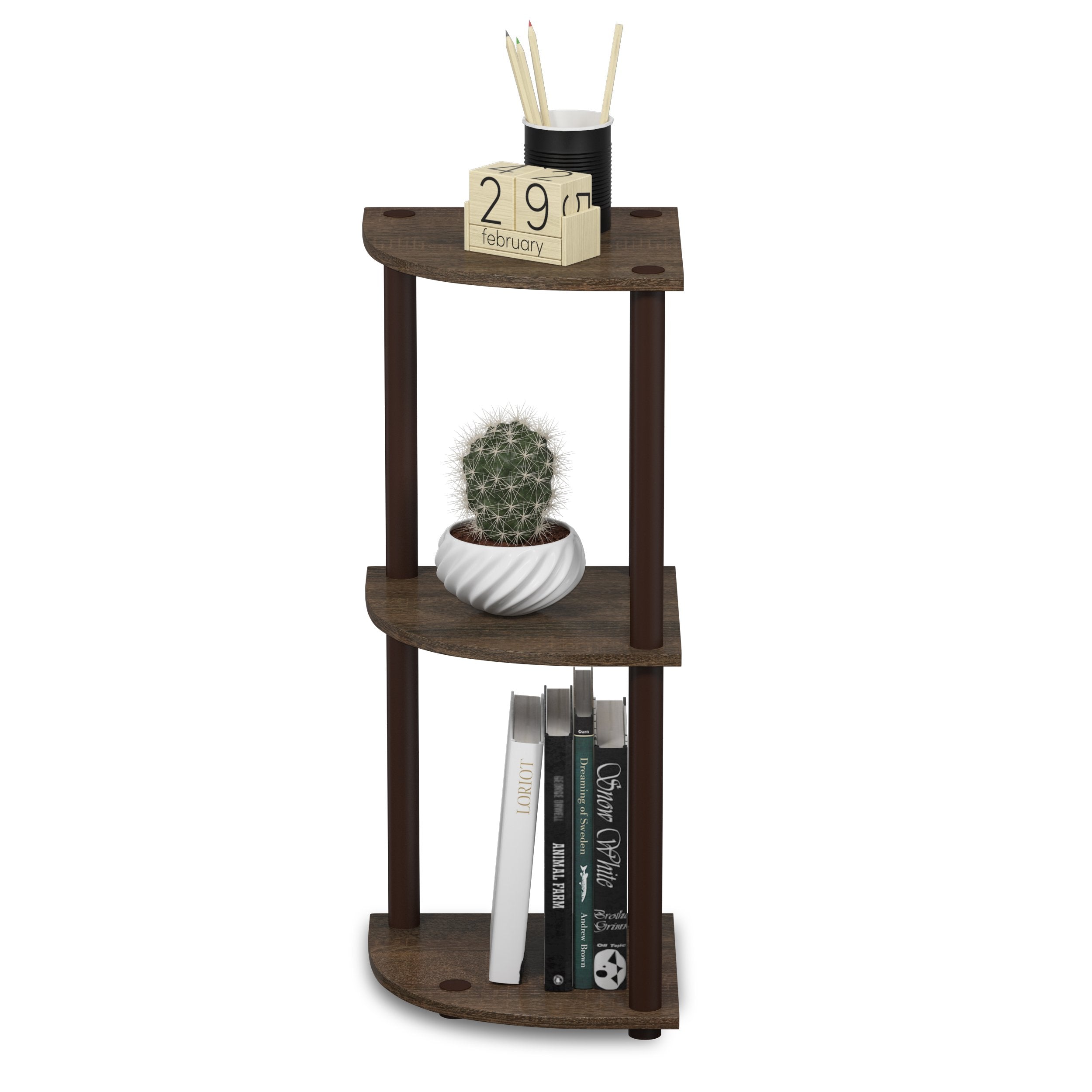 Furinno TURN-N-TUBE corner shelf for living rooms and home offices