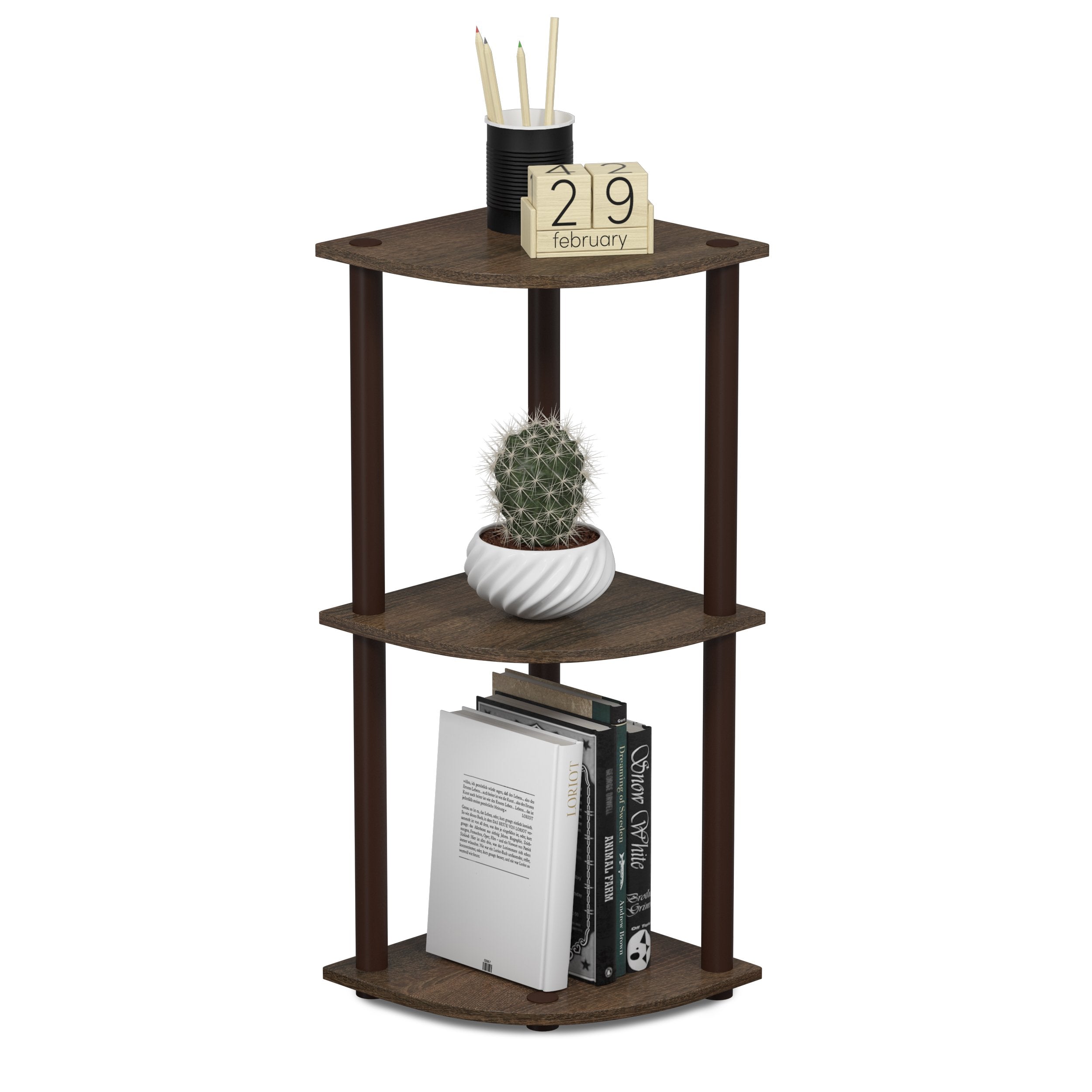 Furinno TURN-N-TUBE corner shelf open shelves organize decor and books