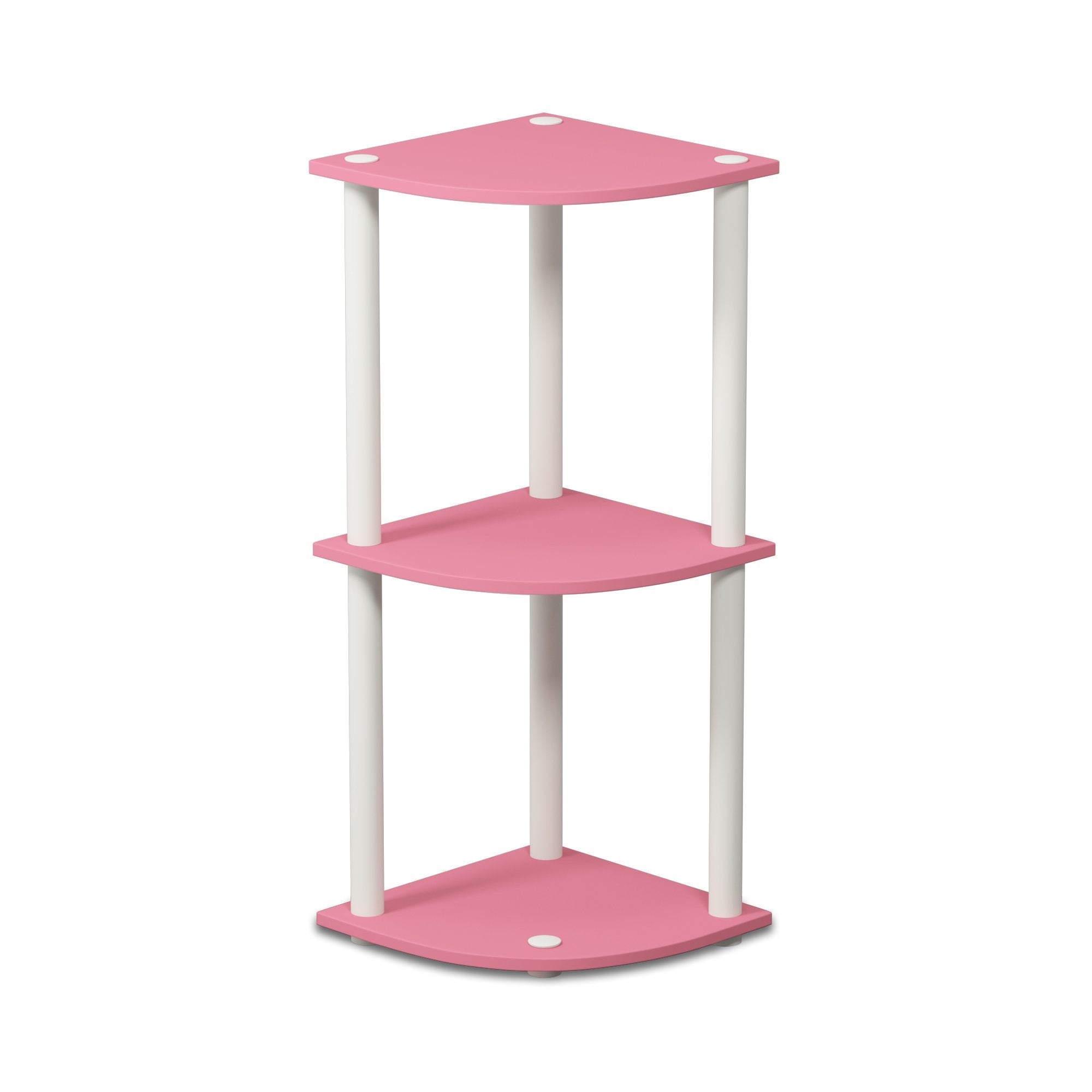 Furinno Turn-N-Tube pink corner shelf ideas for decor.