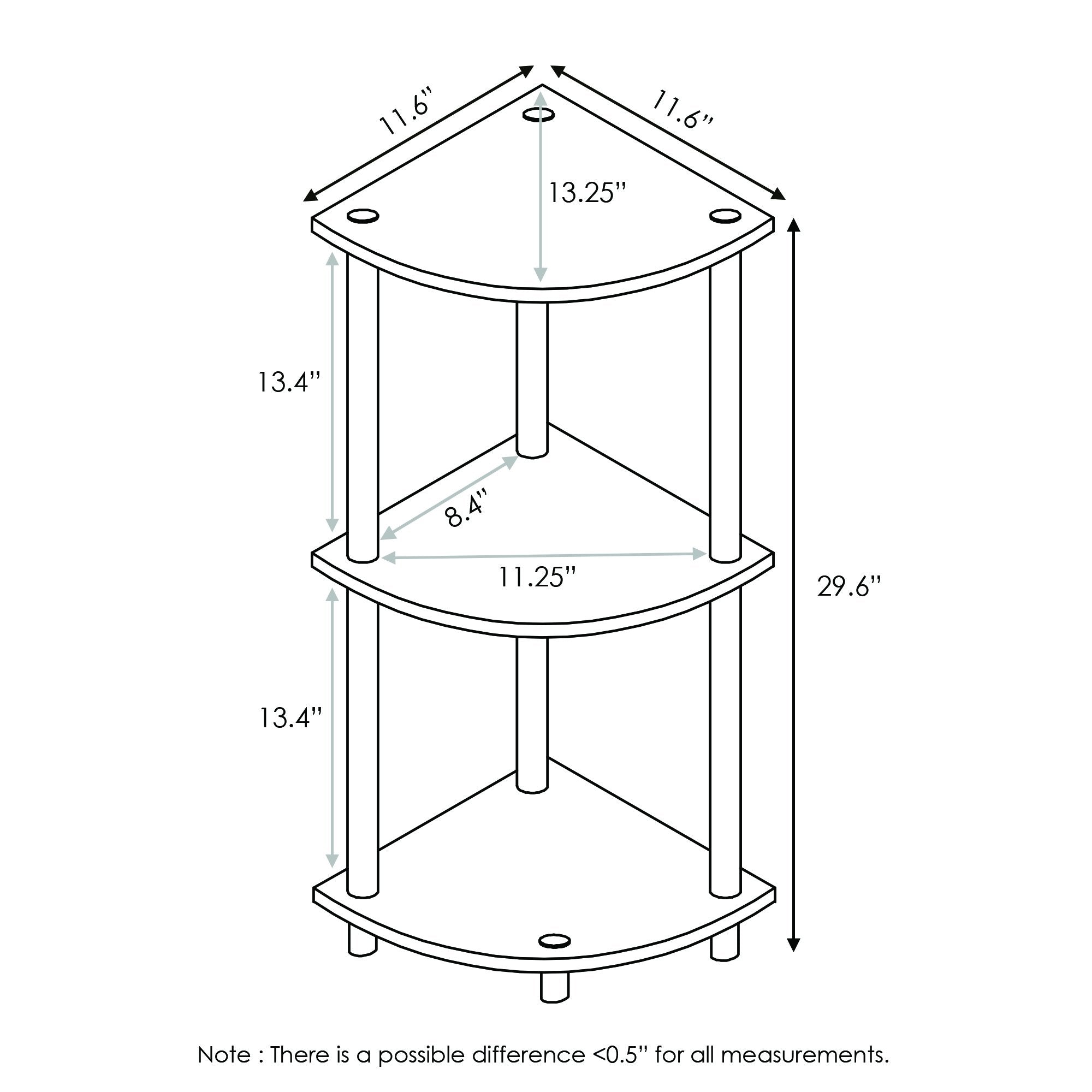 Furinno TURN-N-TUBE corner shelf space-saving design fits small rooms