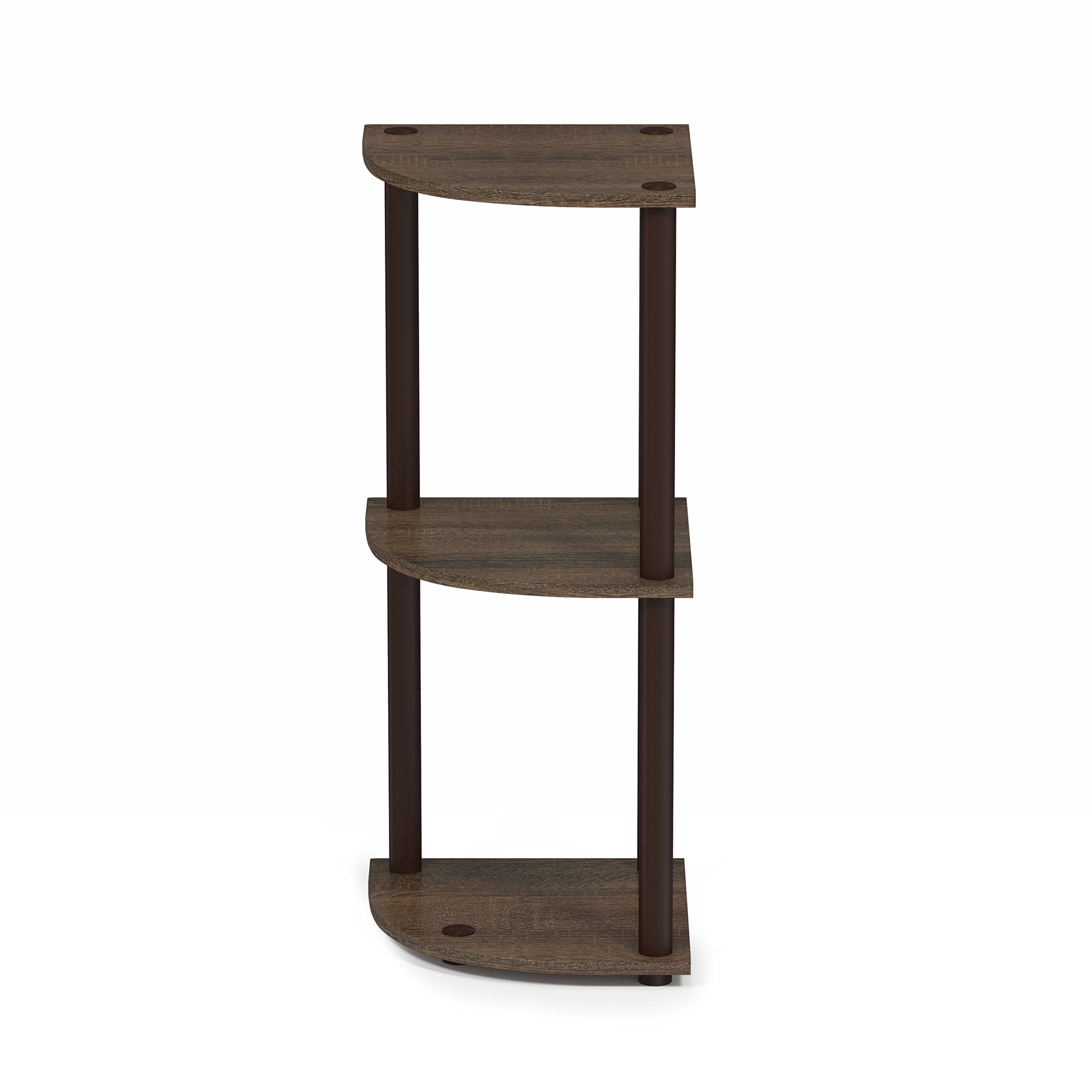 Furinno TURN-N-TUBE corner shelf walnut finish adds warm style
