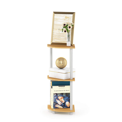 Furinno Turn-n-Tube corner shelf supports up to 60 lbs total