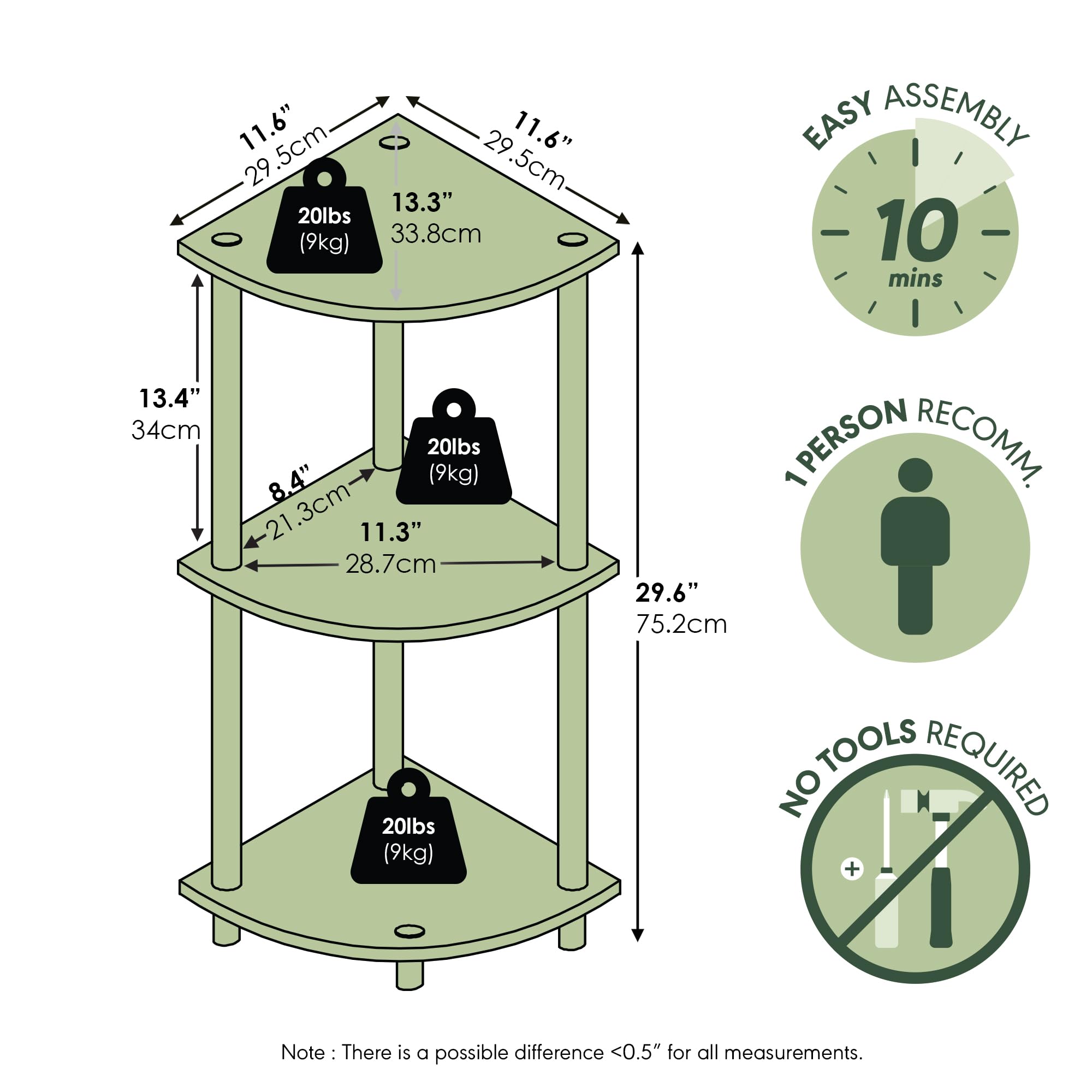 Furinno Turn-N-Tube easy-assembly design requires no tools for quick setup.