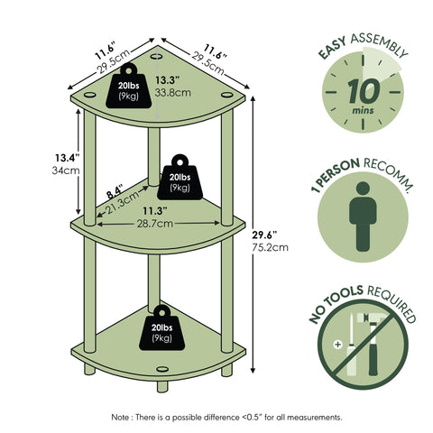 Furinno Turn-N-Tube easy-assembly design requires no tools for quick setup.
