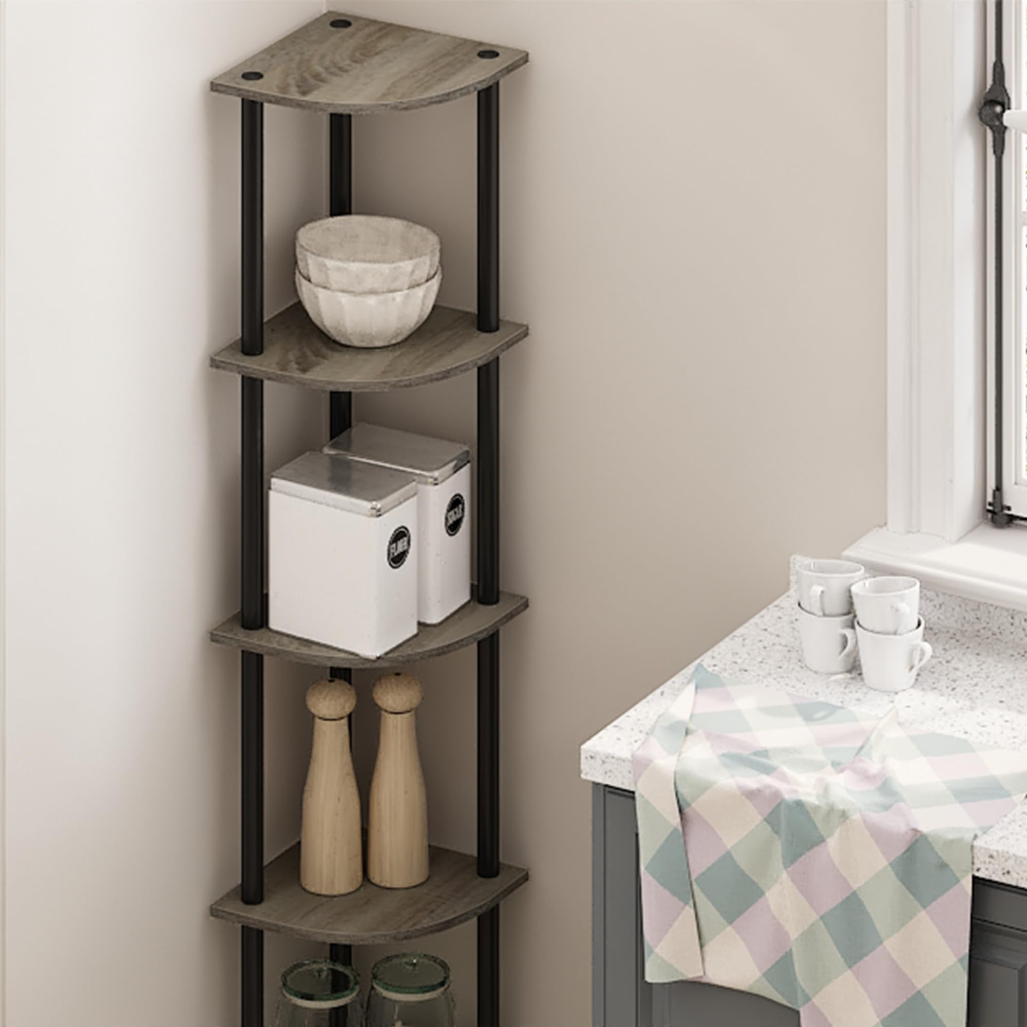 Furinno Turn-N-Tube French Oak finish adds warm, natural style.