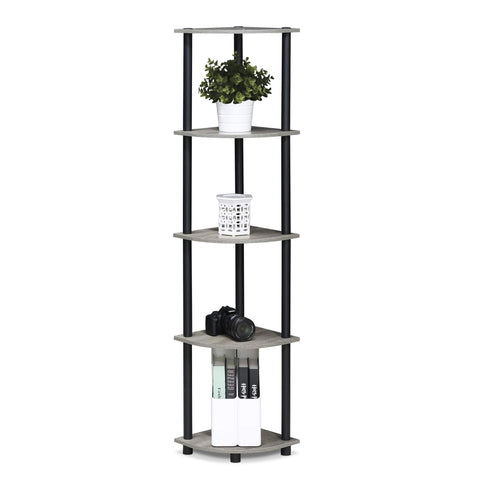 Furinno Turn-N-Tube heavy load on lower shelves for balance.