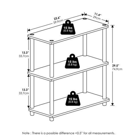 Furinno Turn-N-Tube supports up to 45 lbs total for sturdy organization.