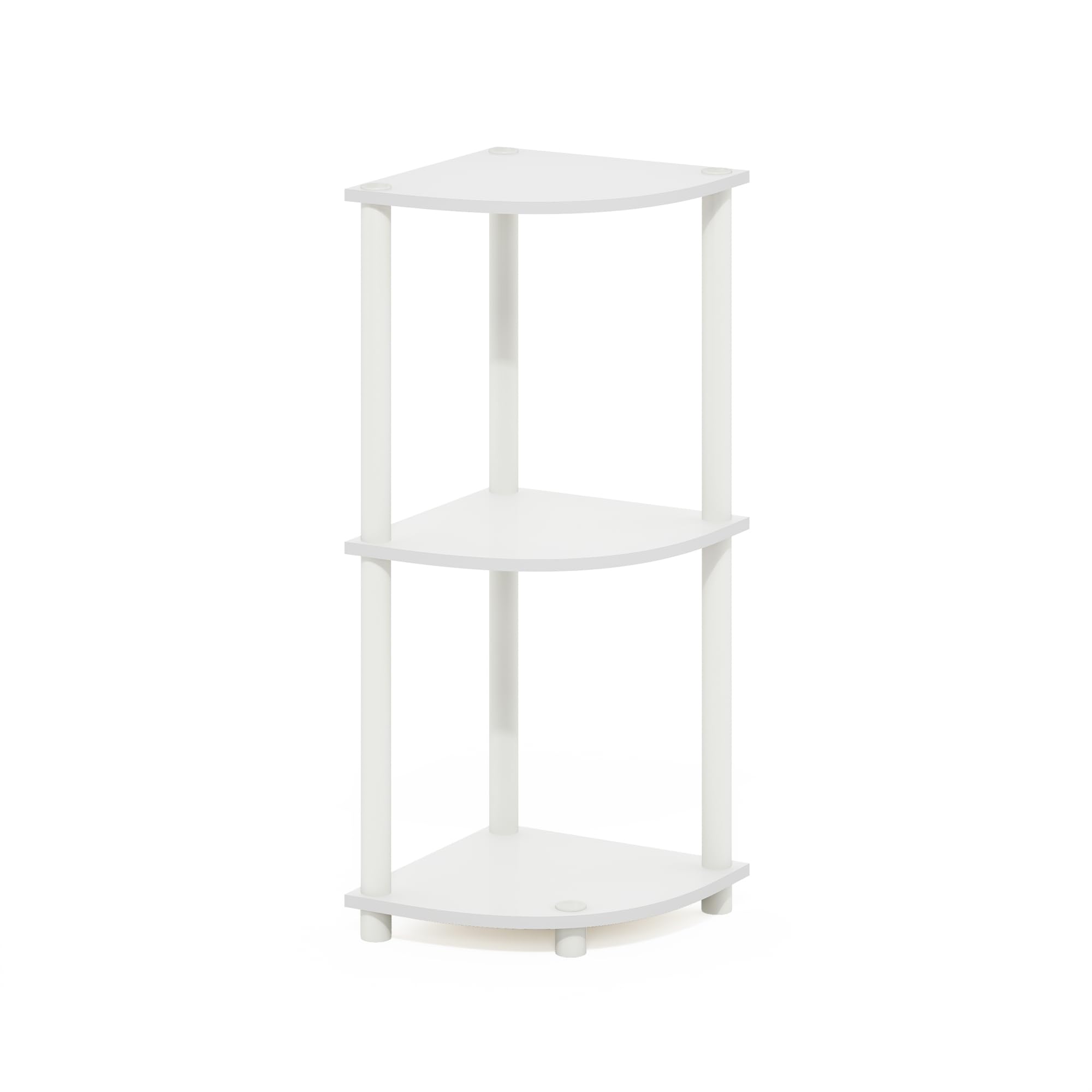 Furinno Turn-N-Tube space-saving corner design fits tight living rooms and home offices.