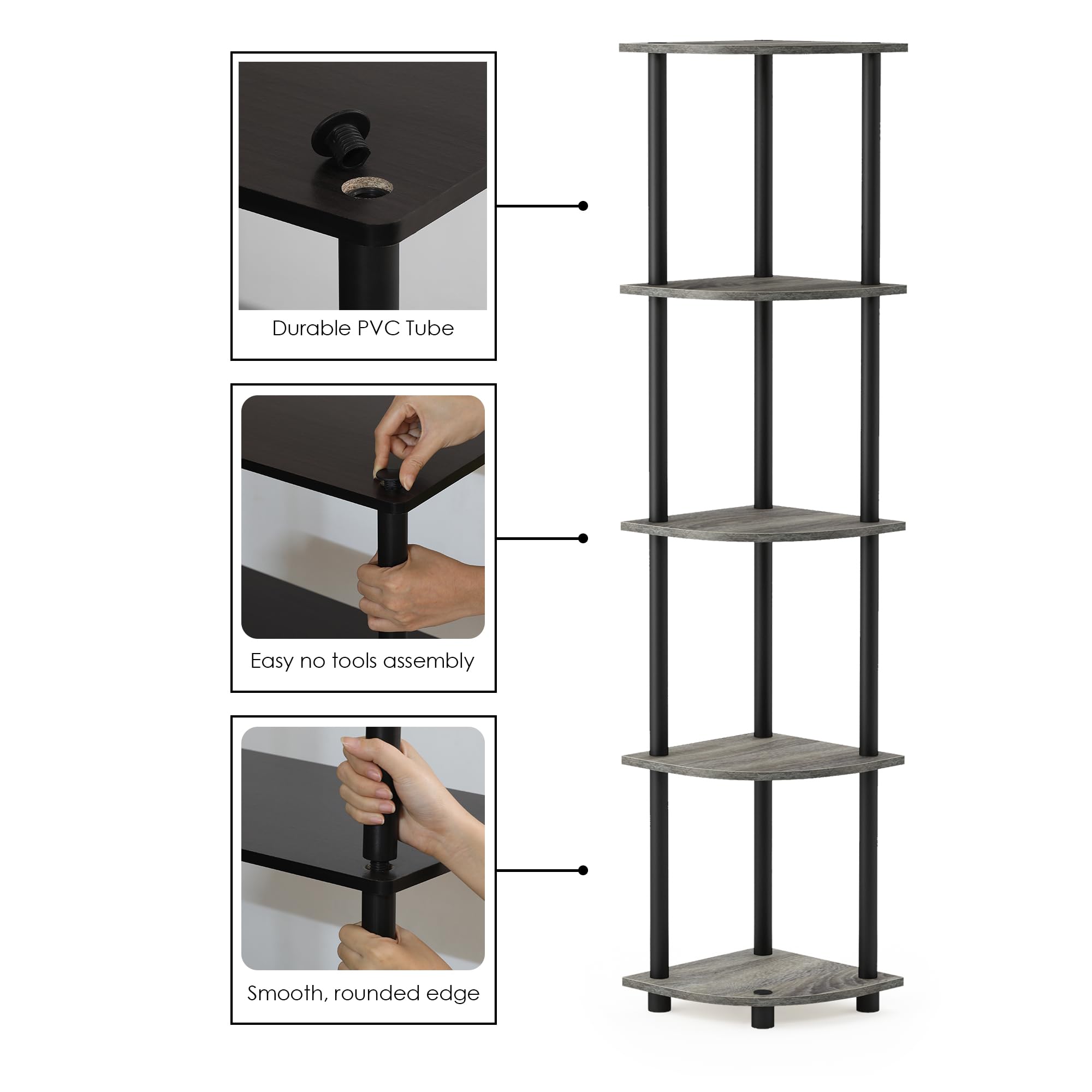 Furinno Turn-N-Tube tool-free assembly for quick setup.