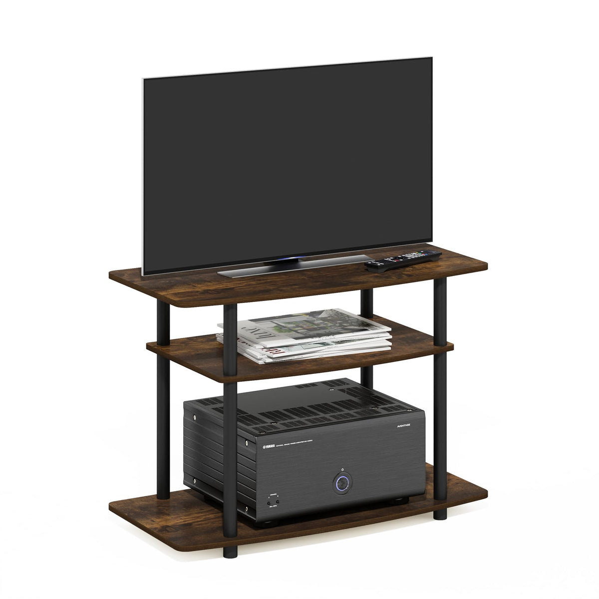 Furinno Turn-N-Tube TV Stand Amber Pine top view shows a spacious surface for a 32-inch TV