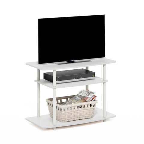 Furinno Turn-N-Tube TV Stand top view showing slim footprint and 32-inch TV support.