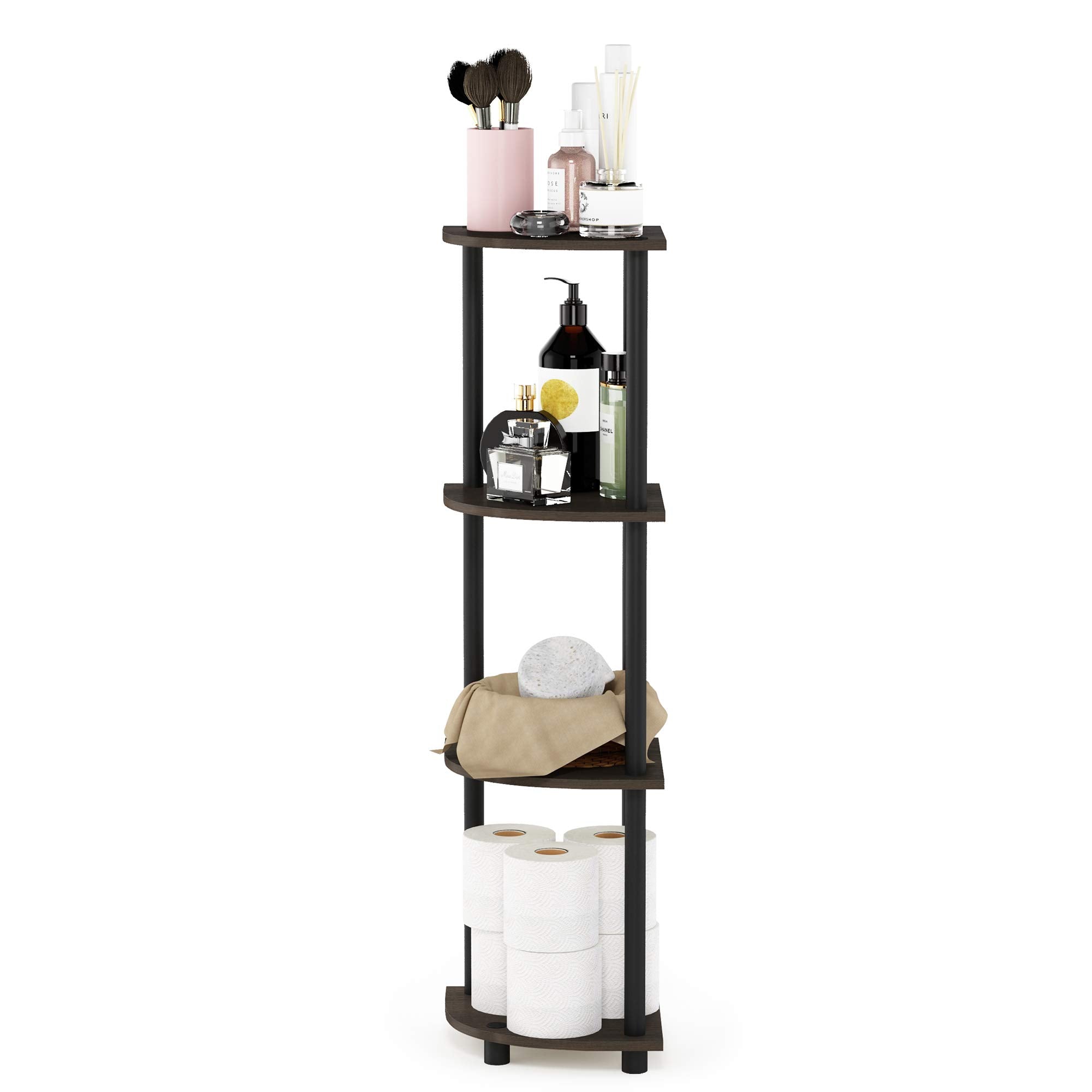 Furinno Turn-N-Tube supports up to 10 lbs per shelf for lightweight items.