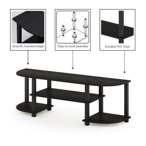 Furinno Turn-S-Tube wide TV stand top shelf supports 80 lbs