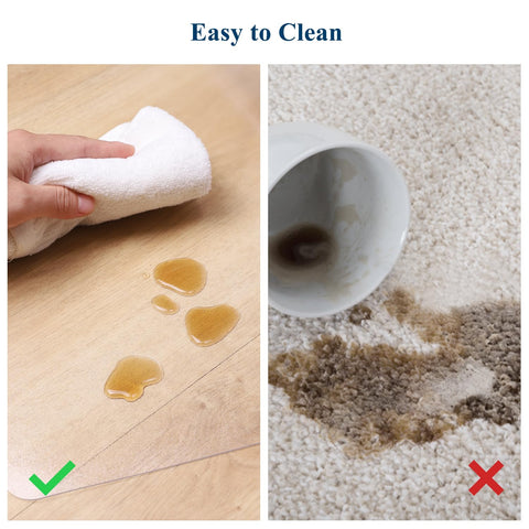 FURKIT clear-design rug highlights floor grain while remaining durable.