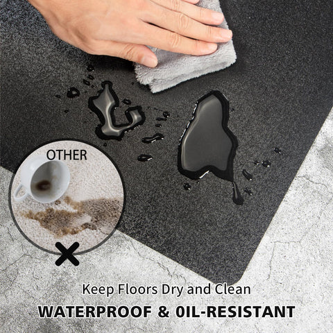 FURKIT vinyl floor mat kitchen protector prevents spills from soaking in.