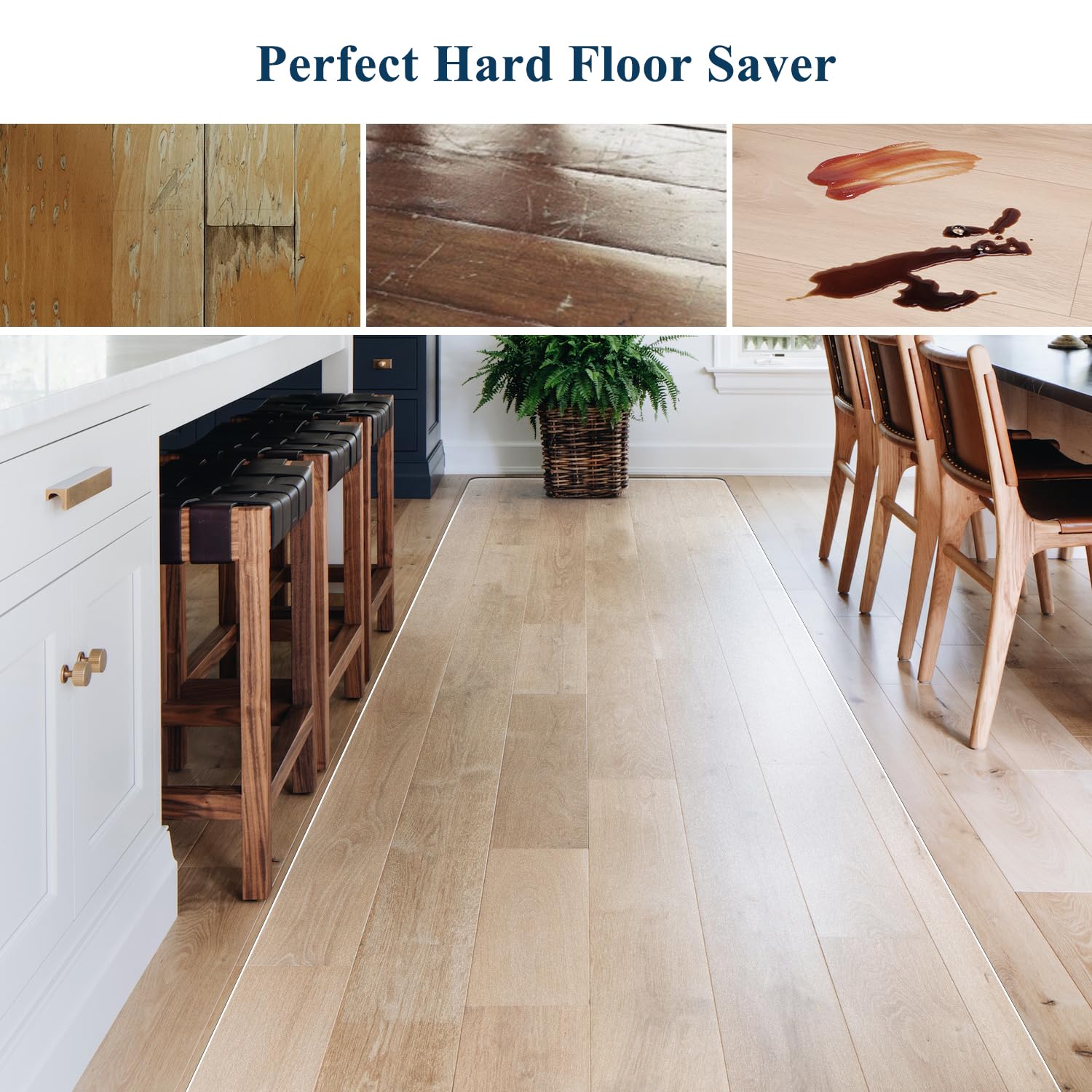 FURKIT waterproof kitchen mat 2x6 helps keep spills contained and floors dry.