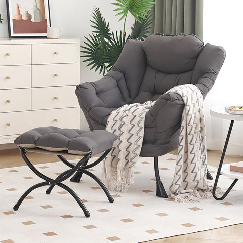 Furlide lazy chair with ottoman offering cozy lounging and compact storage space.