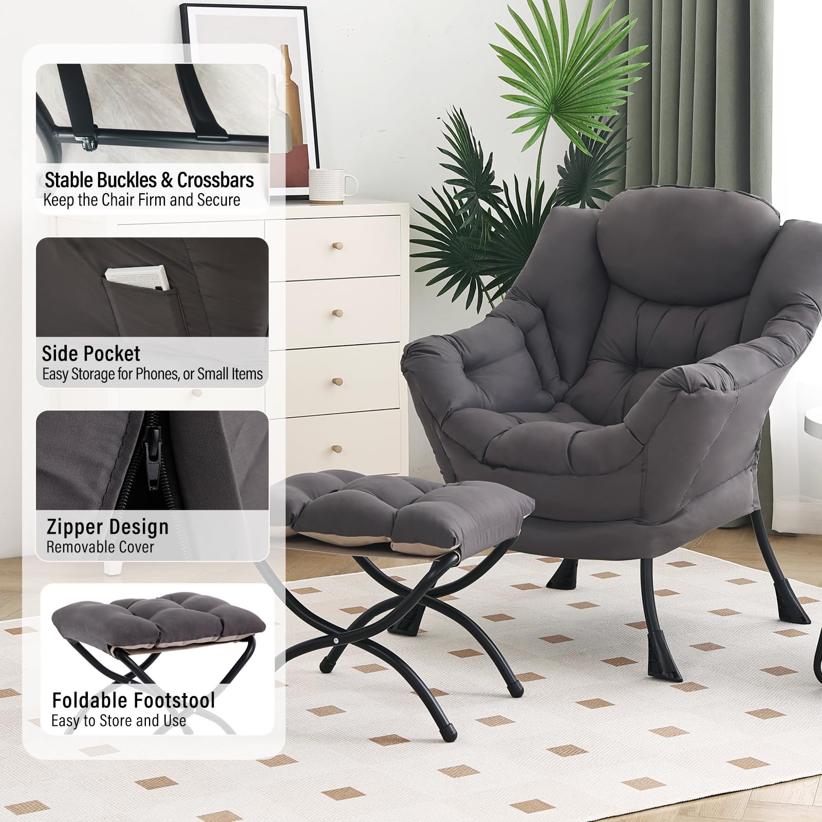Furlide reading chair in soft fabric, perfect for long reading sessions.