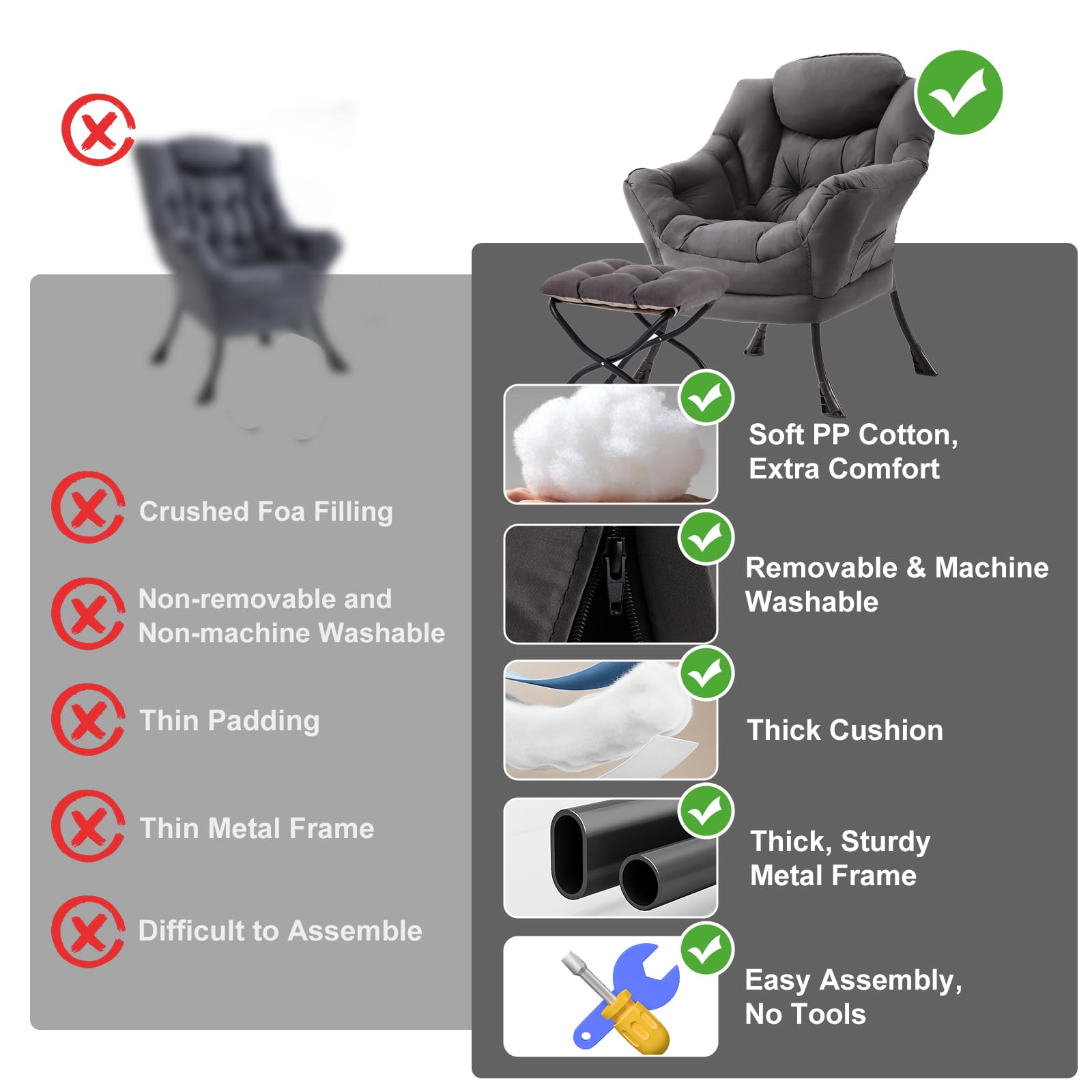 Furlide removable washable covers keep both chair and ottoman easy to clean.