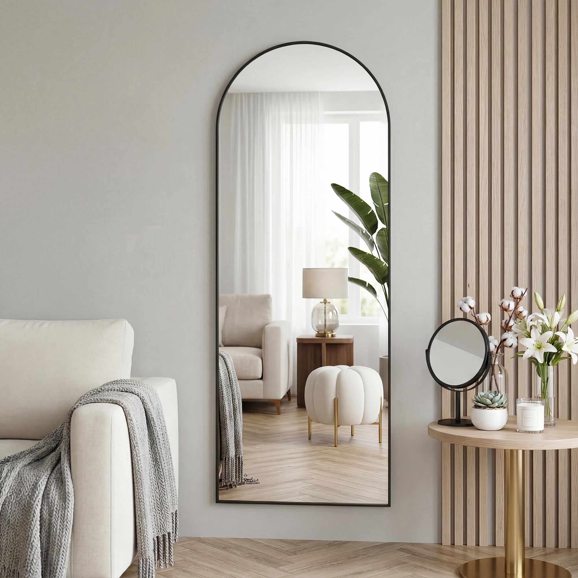 Furnbar arched full-length mirror floor-standing adds elegance with flexible placement.