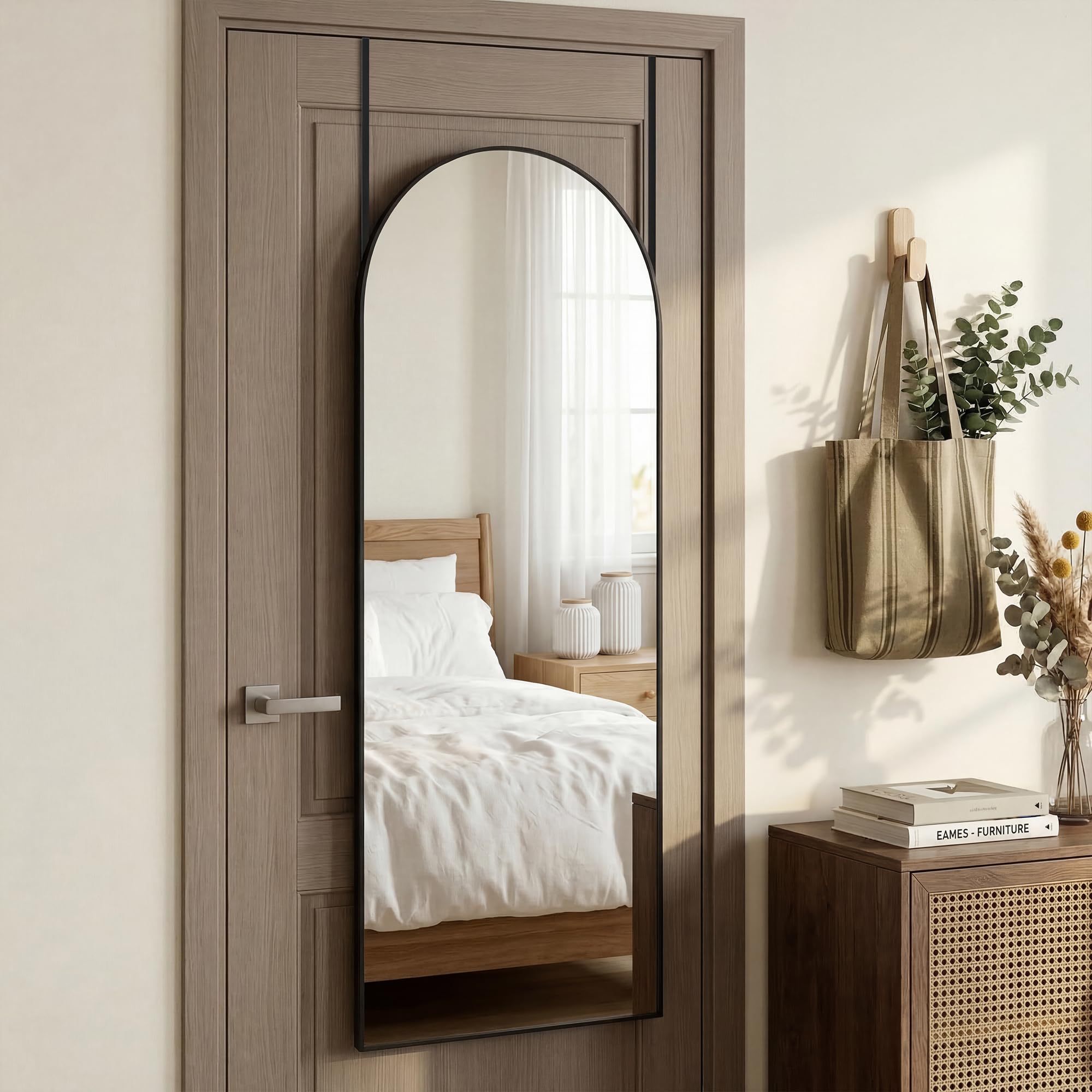 Furnbar arched full-length mirror wall-mount saves floor space while brightening rooms.