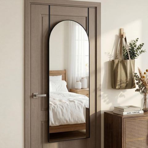 Furnbar arched full-length mirror wall-mount saves floor space while brightening rooms.
