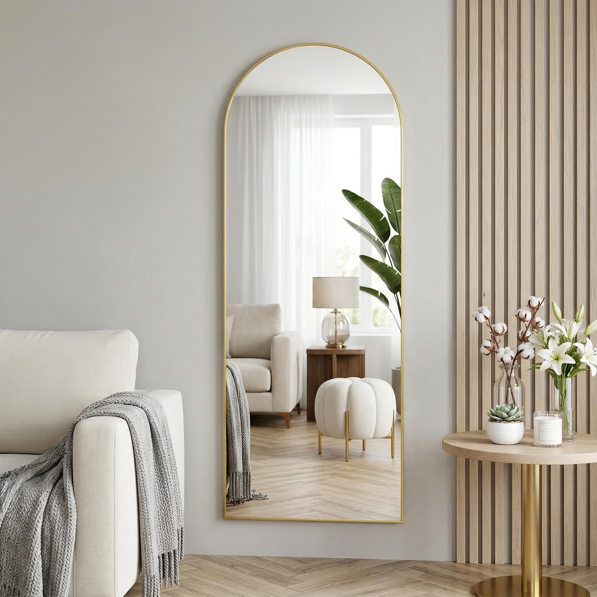 Furnbar floor-standing full-length mirror offers flexible placement and easy movement.