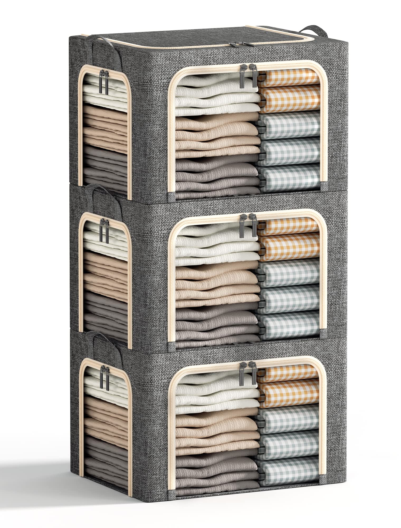 Furnhome 3-opening linen storage bin with metal frame for durable organization