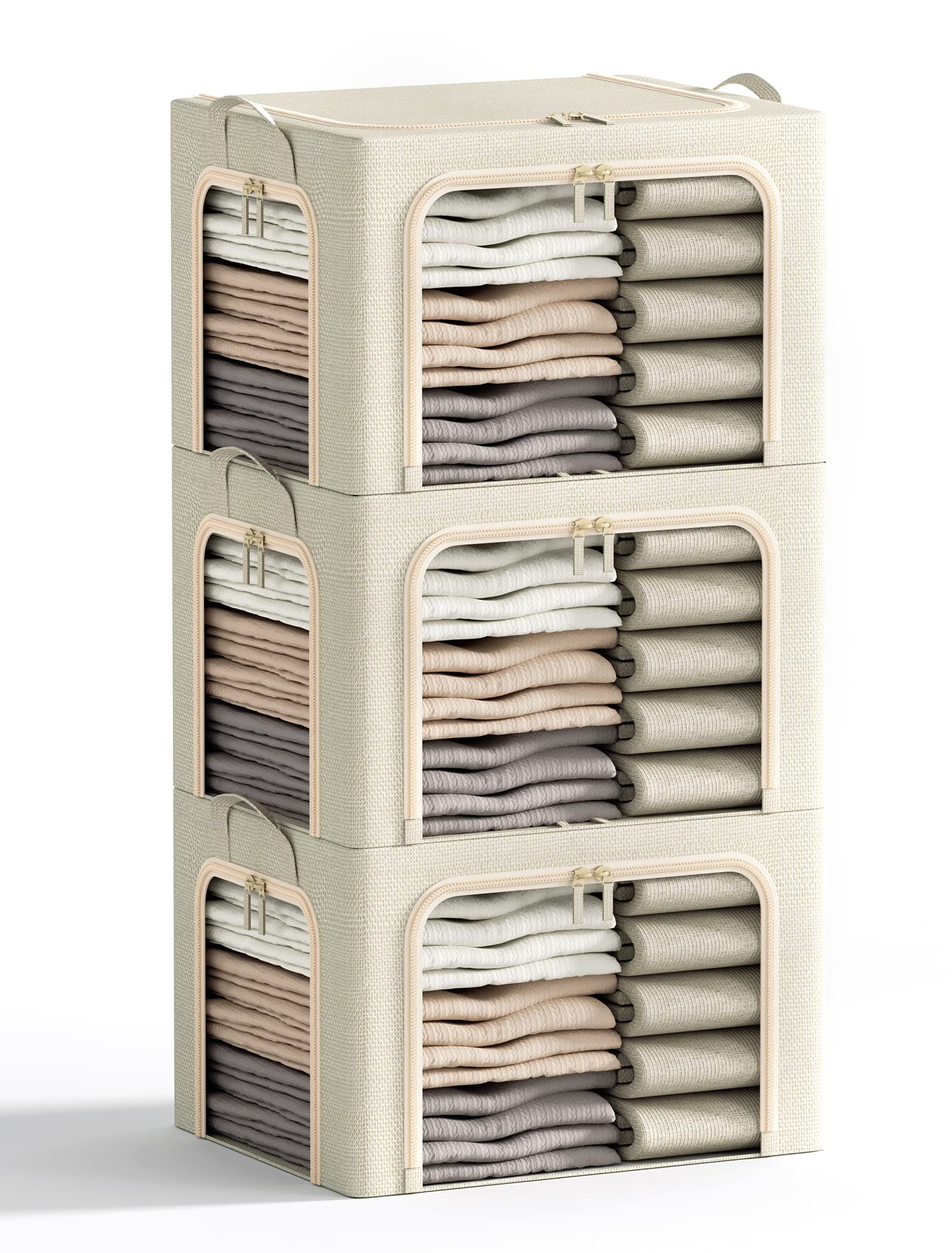 Furnhome 3 openings bin with metal frame offers sturdy access for sorting outfits.